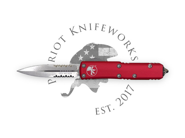 Microtech 232-11RD UTX-85 D/E Red Stonewash Partial Serrated