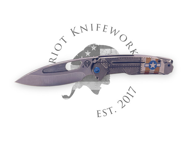 Medford Infraction S45VN Tumbled Blade, Stars-N-Bars w/Rivets Handles, Blue HW/Clip, NP3 Breaker