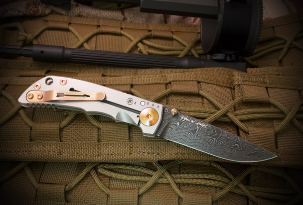 Spartan Blades SPARTAN-HARSEY FOLDER 3.25 CHAD NICHOLS DAMASCUS BRONZE ANO HARDWARE