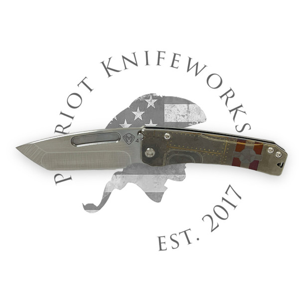 Medford Slim Midi S45VN Tumbled Tanto Blade, Tumbled Stars N Bars/Rivets Handles, STD HW/Clip