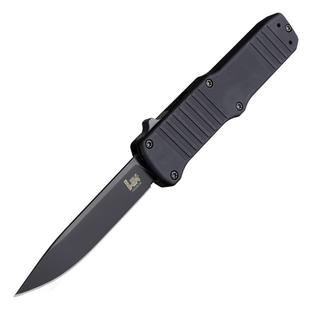 HK Hadron OTF Automatic: 3.375" Clip Point Blade - Black PVD Finish, Matte Black Aluminum Frame -  54010