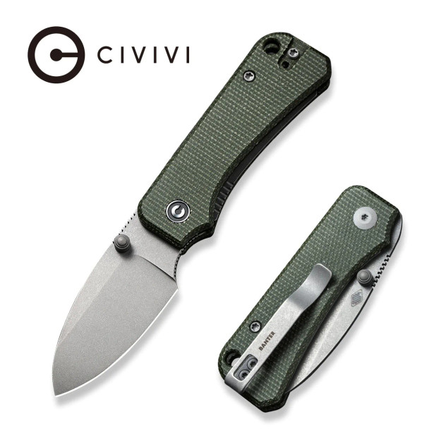 CIVIVI Baby Banter Thumb Stud Knife Micarta Handle (2.34" Nitro-V Blade) C19068SB-1