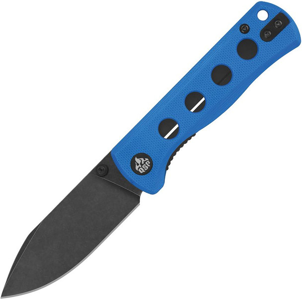 QSP CANARY FOLDER 14C28N BLADE BLACK STONEWASH BLUE G10 HANDLE