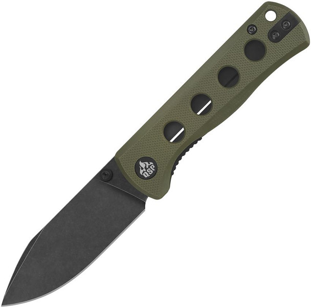 QSP CANARY FOLDER 14C28N BLADE BLACK STONEWASH OLIVE GREEN G10 HANDLE