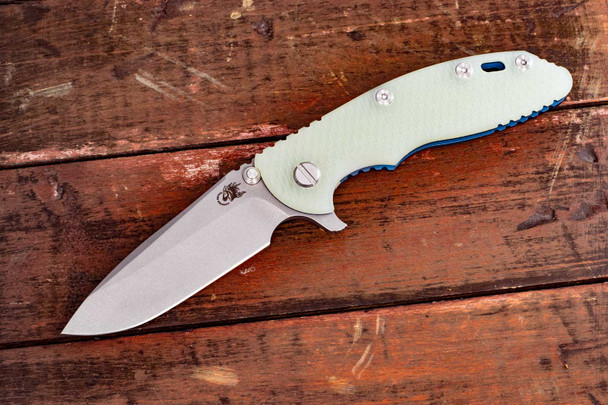 HINDERER XM-18 3.5″ Spearpoint-S45VN-Battle Blue-Translucent G10