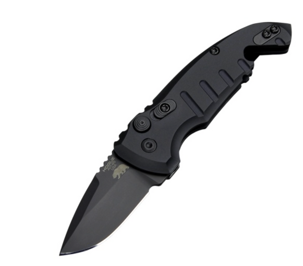 HOGUE 24126 A01-MICROSWITCH AUTOMATIC FOLDER: 1.95" DROP POINT BLADE - BLACK CERAKOTE FINISH, MATTE BLACK ALUMINUM FRAME