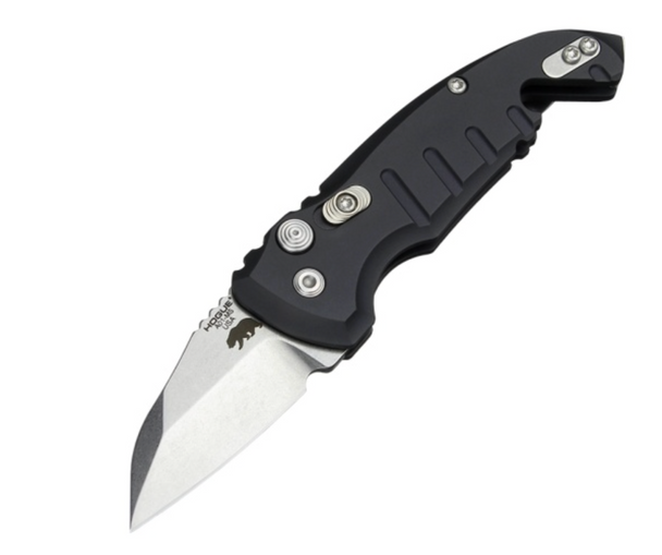 HOGUE 24140 A01-MICROSWITCH AUTOMATIC FOLDER: 1.95" WHARNCLIFFE BLADE - TUMBLED FINISH, MATTE BLACK ALUMINUM FRAME