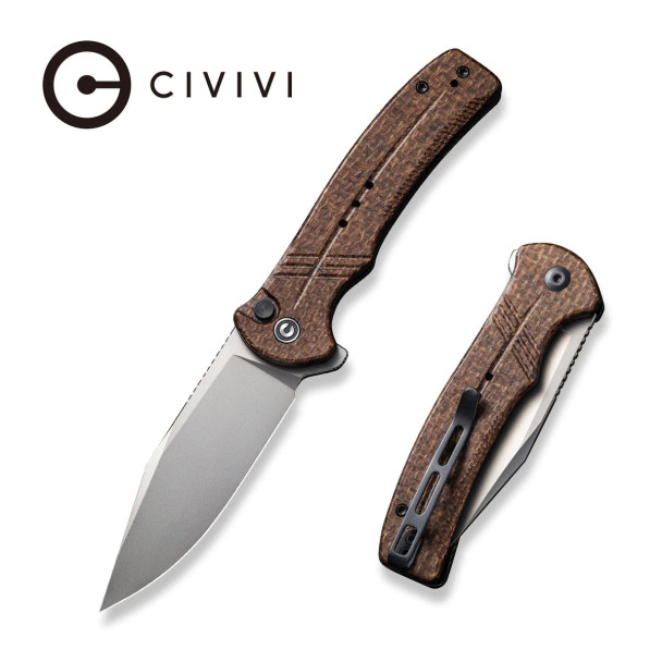 CIVIVI Cogent Flipper & Button Lock Knife Micarta Handle (3.47" 14C28N Blade) C20038D-6