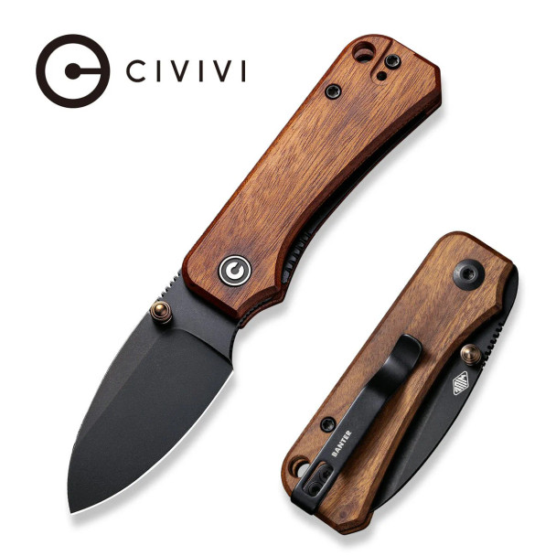 CIVIVI Baby Banter Thumb Stud Knife Wood Handle (2.34" Nitro-V Blade) C19068SB-2