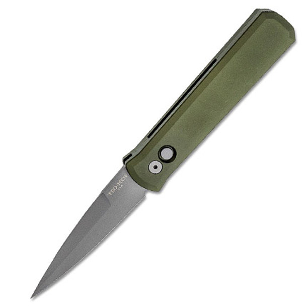 PROTECH 920GREEN GODFATHER SOLID DARK GREEN HANDLE BLASTED BLADE PLAIN EDGE