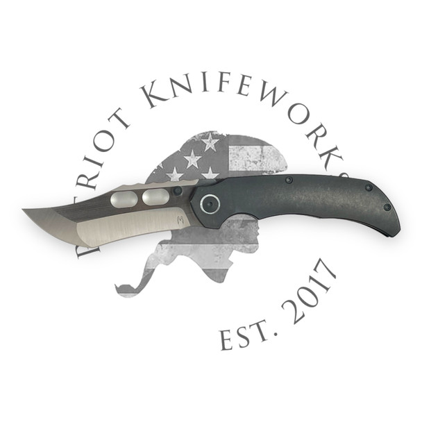 MERRIKEN KNIVES MINI ULTIMATUM TITANIUM/BLACK PVD, MAGNACUT/BELT SATIN BLADE