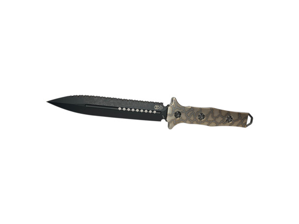 Heretic Nephilim Flamed Titanium Handle D/E DLC Blade Full Serrated H003-6C-FTi
