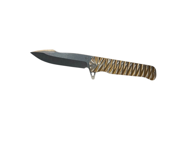 MEDFORD GIGANTES 3V TUMBLED BLADE, BRONZE W/SILVER PREDATOR HANDLES, BRZ W/SILVER FLATS HW/CLIP
