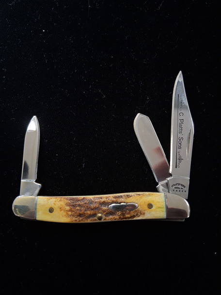 Case XX USA C PLATTS  5383 SS WHITTLER - Stag Handles - MINT with Tin