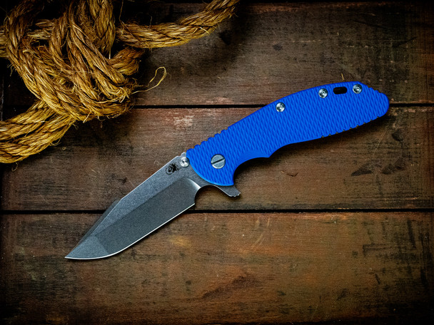 HINDERER KNIVES XM-24 4.0" S45VN HARPOON SPANTO TRI-WAY STONEWASH BLUE BLUE G10