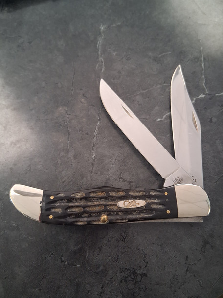 CASE XX 65030 BUFFALO HORN JIG LARGE FOLDING HUNTER BH265 SS W/SHEATH