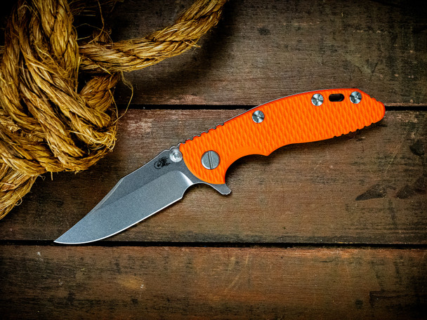 HINDERER KNIVES XM-18 3.0" 20CV BOWIE TRI-WAY STONEWASH BRONZE ORANGE G10