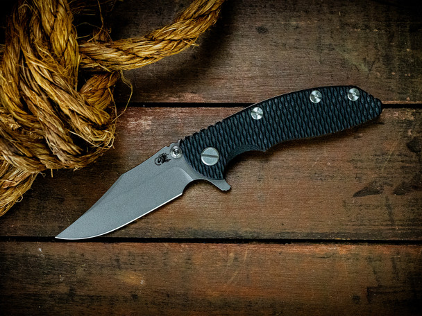 HINDERER KNIVES XM-18 3.0" 20CV BOWIE TRI-WAY WORKING FINISH STONEWASH BLADE BLACK G10
