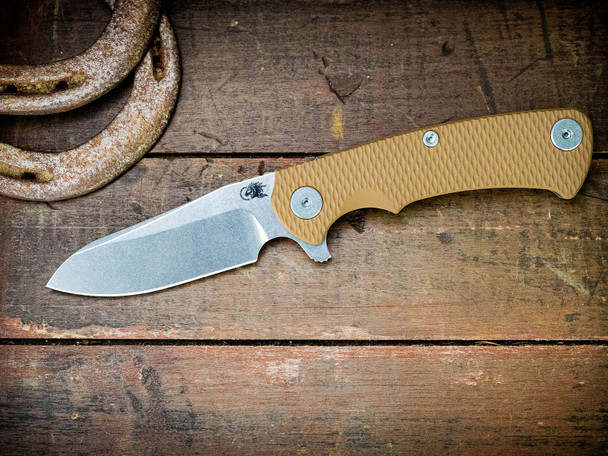 HINDERER KNIVES PROJECT X MAGNACUT SHEEPSFOOT TRI-WAY WORKING FINISH STONEWASH BLADE COYOTE G10