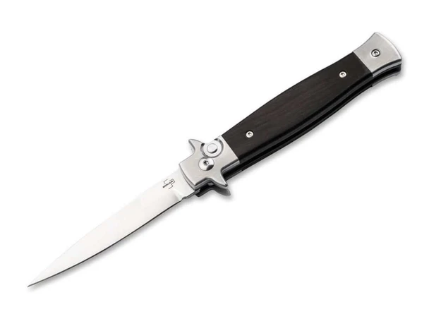 BOKER PLUS 06EX750 STILETTO 3.5" FALSE EDGE EBONY BROWN