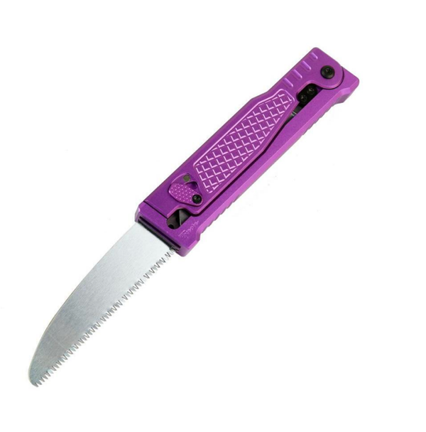 REATE EXO PERFORMANCE GRAVITY KNIFE PURPLE DIAMOND PATTERN DOUBLE BLADE NITRO-V STONEWASHED & SATIN SERRATED