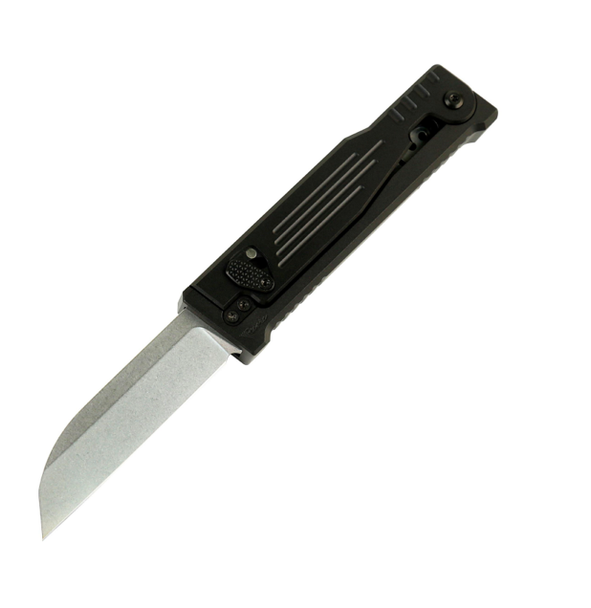 REATE EXO PERFORMANCE GRAVITY KNIFE BLACK STRIPE PATTERN DOUBLE BLADE NITRO-V STONEWASHED & SATIN SERRATED