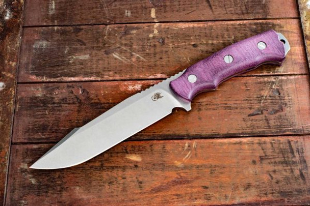 Hinderer Knives FieldTac-Harpoon Spearpoint-Stonewash-Burgundy Micarta
