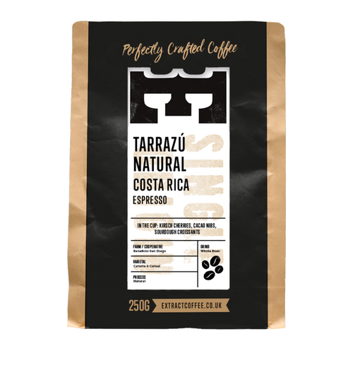 Tarrazu Natural Espresso, Costa Rica, roasted by Extract Coffee Roasters, 250g Whole Coffee Beans