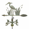 36" Dalvento Standing Heron Weathervane-Verdigris Steel with Traditional Directionals and Globes