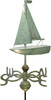 17" Dalvento Sailboat Weathervane- Verdigris Steel with Scrolled Directionals and Globes