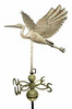 27" Dalvento Flying Heron Weathervane- Verdigris Steel with Scrolled Directionals and Globes
