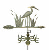 36" Dalvento Standing Heron Weathervane-Verdigris Steel with Scrolled Directionals and Globes