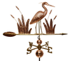 48" Dalvento Standing Heron Weathervane- Copper with Traditional Directionals and Globes