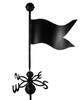 Dalvento 19" Banner Weathervane with Scrolled Directionals- Large Black Aluminum