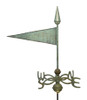 17" Dalvento Pennant Weathervane with Scrolled Directionals- Small Verdigris Aluminum