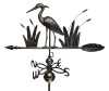 36" Dalvento Standing Heron Weathervane with Scrolled Directionals- Medium Black Aluminum