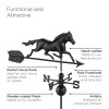 Good Directions 967K Modern Farmhouse-Inspired Trotting Horse Weathervane - Black Finish