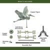 Good Directions Blue Heron Weathervane, Roof Mount Weather Vane, Blue Verde Copper Finish, Durable Garden & Coastal Decor