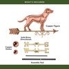 Good Directions Labrador Retriever Weathervane, Roof Mount Weather Vane, Pure Copper, Durable Outdoor Garden Decor