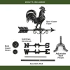 Bantam Rooster Weathervane with Roof Mount - Pure Copper with Matte Black Finish by Good Directions