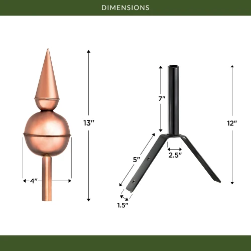 Avalon Polished Copper Rooftop Finial