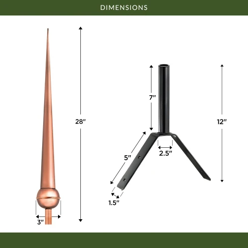 28" Gawain Polished Copper Rooftop Finial