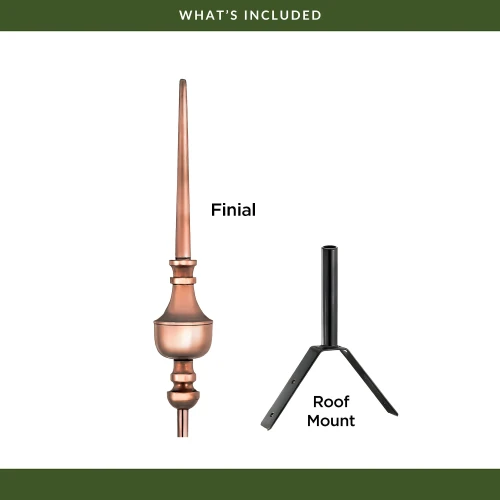39" Victoria Polished Copper Rooftop Finial
