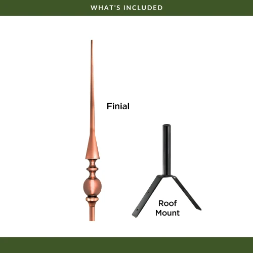 28" Aragon Polished Copper Rooftop Finial