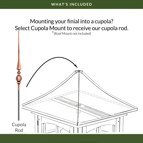28" Aragon Polished Copper Rooftop Finial