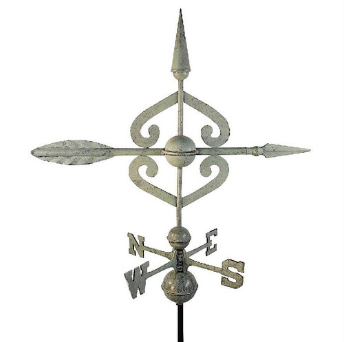 Dalvento 28" Scrolled Arrow Weathervane with Traditional Directionals- Verdigris