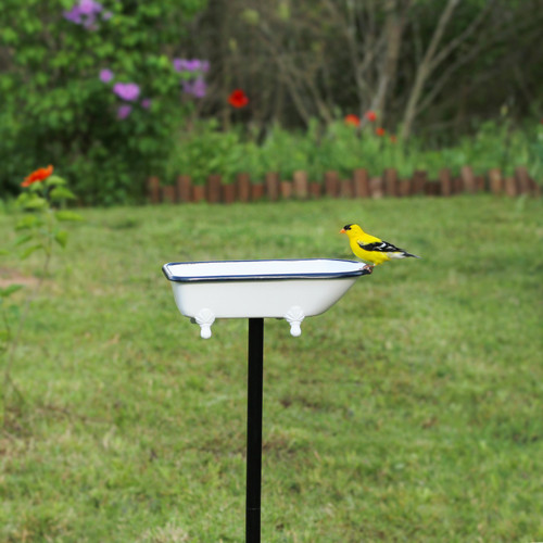 Splish Splash Bird Bath - Pure Copper, White Finish