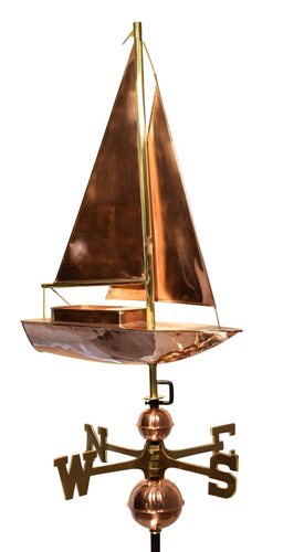 27" Dalvento Sailboat Weathervane- Copper with Traditional Directionals and Globes