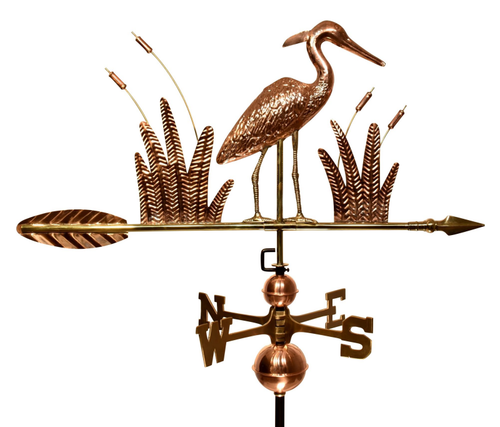 Dalvento 36" Standing Heron Weathervane with Traditional Directionals- Medium Copper