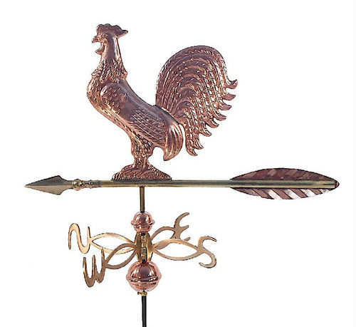Dalvento 25" Rooster Weathervane with Scrolled Directionals- Small Copper